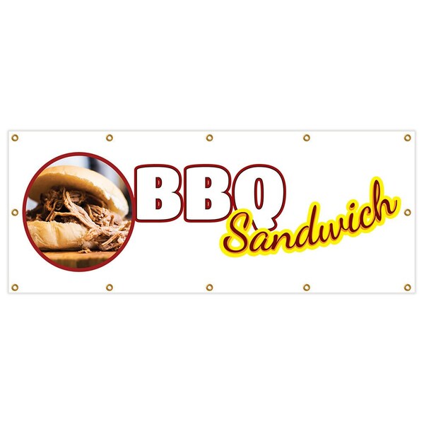 Bbq Sandwich Banner Heavy Duty 13 Oz Vinyl with Grommets Single Sided